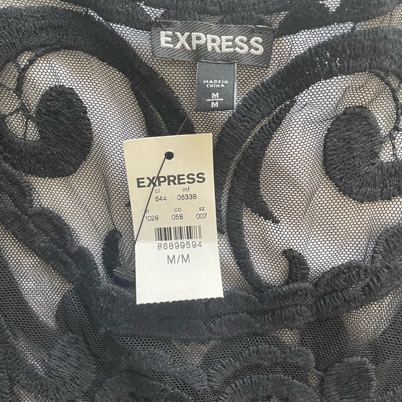 EXPRESS sheer Black lace top - Picture 4 of 5